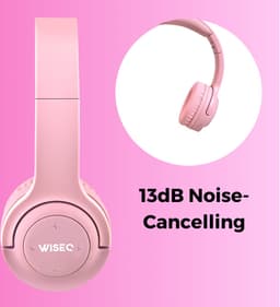 WiseQ HERO Kinderkoptelefoon – Roze Draadloze Koptelefoon Kind Meisje – vanaf 3 jaar met geluidsdemping – 38u Bluetooth – Roze — thumbnail 12