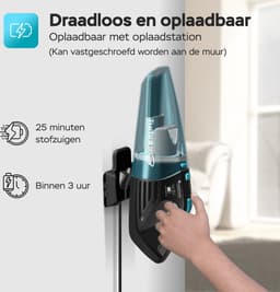 TurboTronic LUX400 Kruimeldief snoerloos - Handstofzuiger - Droog en Nat Kruimelzuiger - Zwart/Blauw — thumbnail 2