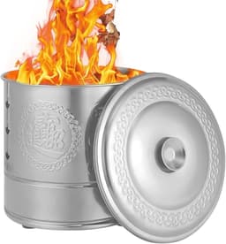 Roestvrijstalen Verbrandingsoven - Papierverbrander Buiten - Afval Verwerken - Draagbaar met Handvat - 28 x 28 x 28 cm - Zilver — thumbnail 5