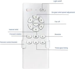 Ventilator Afstandsbediening - Plafond Ventilator Bediening - Snel Instellen - 6 Snelheden - Zwart Wit — thumbnail 4