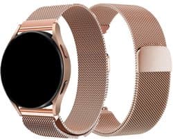 Smartwatch Milanees bandje 20mm - Roze Goud - Luxe Milanese Horlogebandje geschikt voor Samsung Galaxy Watch 7 / 6 / 5 / Pro / 4 / 3 / Active 2 - Polar Ignite / Unite – Huawei