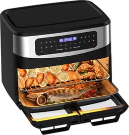 Dewelling KDFO-5511DTW XXL 12L Two Zone Airfryer met afneembare scheidingswand – 2600W Heteluchtfriteuse met zichtvenster — thumbnail 1
