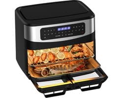 Dewelling KDFO-5511DTW XXL 12L Two Zone Airfryer met afneembare scheidingswand – 2600W Heteluchtfriteuse met zichtvenster