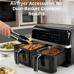 6-delige set accessoires voor de heteluchtfriteuse – 2 roestvrijstalen bakplaten + 2 roosters, een tang en handschoenen, gemakkelijk schoon te maken — thumbnail 2