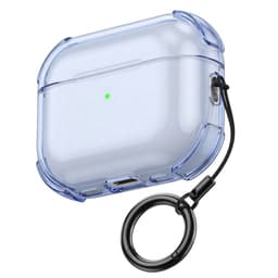 Blauw transparant hoesje voor oordopjes met sleutelring – schokbestendige beschermhoes geschikt voor AirPods Pro 2 — thumbnail 1