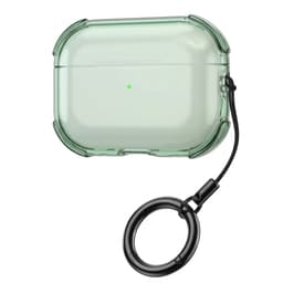Groen transparant hoesje voor oordopjes met sleutelring – schokbestendige beschermhoes geschikt voor AirPods Pro 3 — thumbnail 1