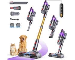 Tdyon Steelstofzuiger Draadloos-70000 Pa Zuigkracht/680W/75 Min/1,8 l, Wassertank-Akku-Stielstaubsauger -LED, Anti-Tangle-HEPA-filtratie