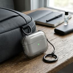 Grijs transparant hoesje voor oordopjes met sleutelring – schokbestendige beschermhoes geschikt voor AirPods Pro 3 — thumbnail 3