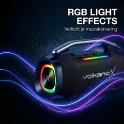 VolkanoX Ignite Bluetooth Speaker - Muziek box - 140W Partybox met RGB Verlichting - Spatwaterdicht - TWS - Zwart — thumbnail 3