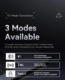 Attack Shark X3 draadloze gaming muis PAW3395, superlicht 49 g, 26.000 DPI, tri mode 2.4G Bluetooth en USB C, 200 uur batterij, programmeerbare knoppen — thumbnail 5
