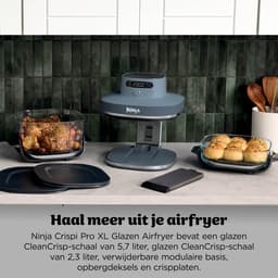 Ninja CRISPi PRO 7-in-1 Glazen Airfryer met 7 functies - Airfryen, Bakken, Braden, Rijzen, Drogen. Max Crisp en Opnieuw krokant maken - 2.3 liter en 5.7 liter glazen schaal - PFAS vrij koken - Cyberspace - AS101EUCY — thumbnail 8