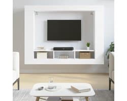 Tv-kast - Opbergmeubel - Woonkamer Inrichting - Veel Opbergruimte - 111x22x21 cm - Wit