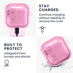 kwmobile Transparante hoofdtelefooncase voor Apple Airpods 4 hoes - Headphones TPU cover met standaardfunctie en veiligheidsvergrendeling - poederroze — thumbnail 2