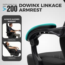 Dowinx Gamingstoel van Stof - Bureaustoel met Pocketvering - Ergonomische Gamestoel met Hoofdsteun, Massage-Lendenkussen en Voetensteun - Zwart — thumbnail 4