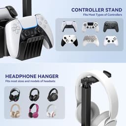 Dual Controller Houder met Headset Stand – Gaming Bureau Organizer met Telefoonhouder – Standaard voor Controllers en Gaming Accessoires — thumbnail 4