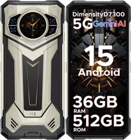 DOOGEE S200 PLUS 5G - Robuuste Smartphone - Robuuste Telefoon - 36 GB RAM + 512 GB ROM /2TB TF - Android 15 - 11100 mAh/33W - Dimensity 7300 - 6,72 inch + 120 Hz - Face ID - NFC - Bluetooth 5.4 -1.32" ronde AMOLED display - Goud — thumbnail 1