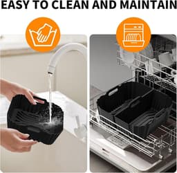 Airfryer Siliconen vorm voor Ninja-accessoires, heteluchtfriteuse, bakvormen, grillrooster, taartvorm, broodroosteraccessoires, keukentang, enz., compatibel met Dual Basket AF180EUCP serie 6,2 l — thumbnail 5