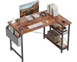 BOTC Bureau - Hoekbureau - 100 cm met opbergplanken - Bureau voor thuiskantoor - Rustiek bruin