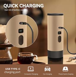 Drie-In-ééN Draagbare Koffiezetapparaat, Draagbare Koffiezetapparaat, Oplaadbare Koffiezetapparaat, Usb-Capsule Espressomachine (Kaki) — thumbnail 5