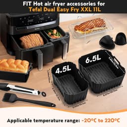 Airfryer-accessoires voor Tefal Dual Easy Fry XXL 11L (6,5L/4,5L), siliconen mal Airfryer-accessoires voor Tefal heteluchtfriteuse XXL — thumbnail 7