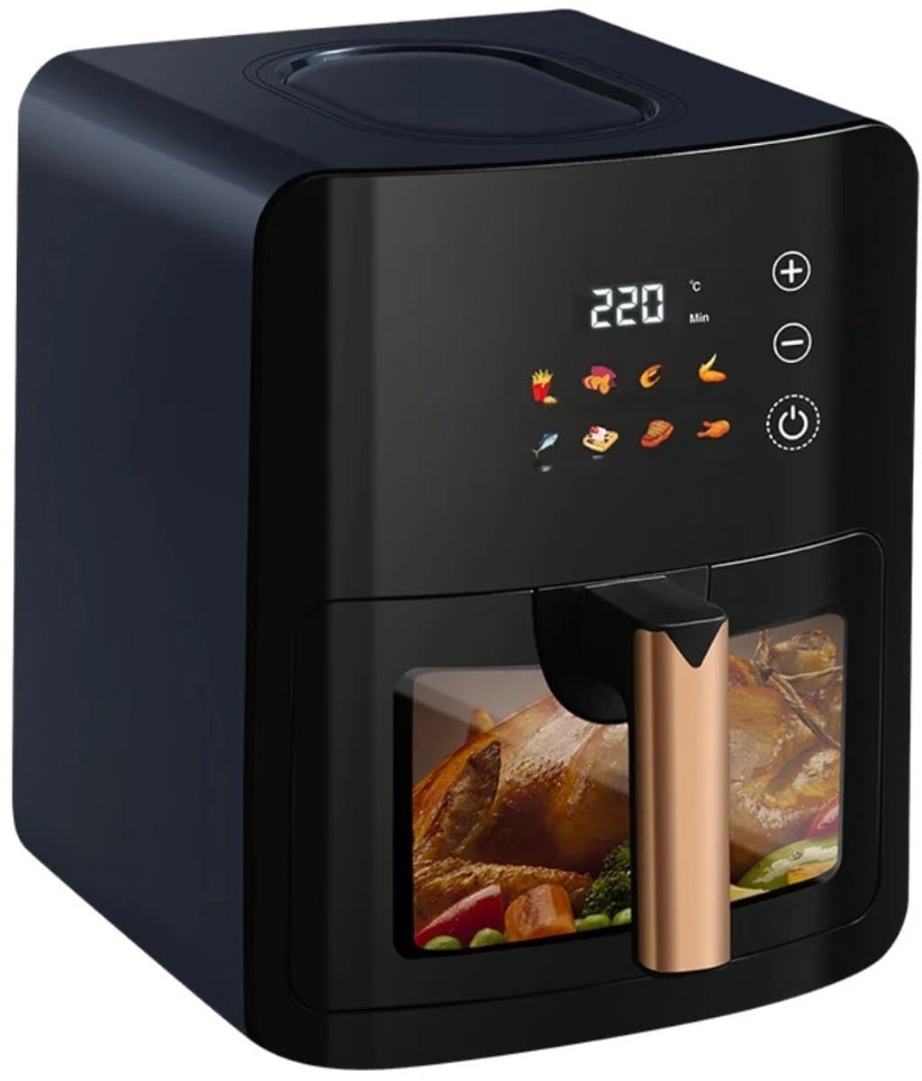 Sensova - Airfryer Heteluchtfriteuse 5L met Kijkvenster en Touchscreen – Olievrij en Vetarm Koken, Grote Capaciteit voor Gezin - Automatische Programma’s - 1400W Vermogen - Temperatuurregeling 60-200°C — afbeelding 1