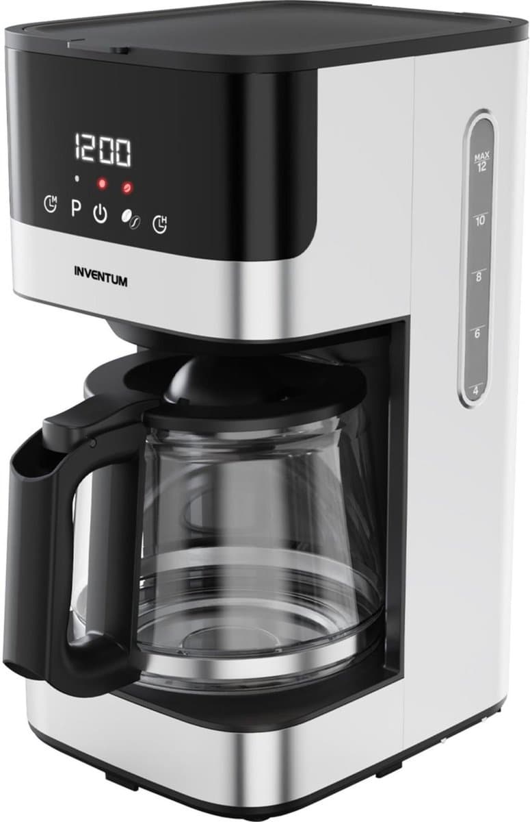 Inventum KZ812D - Koffiezetapparaat - 1,5 liter - 12 kopjes - Filter 1x4 - Glazen kan - Display met timer - Filterkoffie - RVS/Zwart — afbeelding 1
