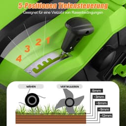 COSTWAY Elektrische verticuteermachine en gazonventilator, 41 cm, 15 A 2-in-1 verticuteermachine met 3 standen hoogteverstelling en 5 niveaus werkdiepte, inklapbare GEH-gazonventilator met 55 l — thumbnail 3
