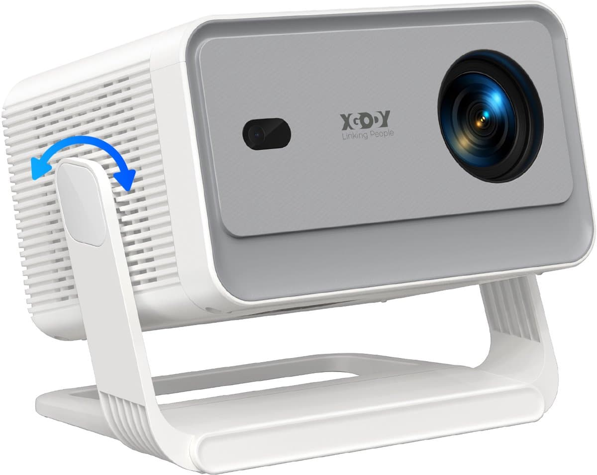 XGODY Mini Pro Beamer – Full HD Projector met Netflix, Android 14, WiFi 6 & Bluetooth 5.4 – 32GB ROM – Autofocus & 4D Keystone – Thuisbioscoop Beamer – Wit — afbeelding 1