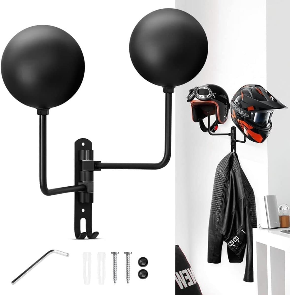 Wandhouder voor Motorhelm en Hoed - Stevige Metalen Ophanging — afbeelding 1