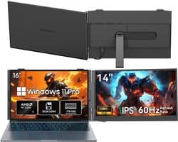Blackview GamiBook8 Gaming Laptop (AMD Ryzen7 7735HS/32G/1TB) + SCM6 14" Draagbare Monitor Set, All-in-One Gaming & Kantoor Accessoires (Laptop Tas/Muis/Toetsenbordstickers, Grijs)
