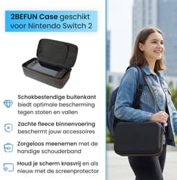 2BEFUN Case geschikt voor Nintendo Switch 2 - Incl. Screenprotector - Hoes - Beschermhoes - Opbergtas - Accessoires - Koffer - Zwart — thumbnail 9