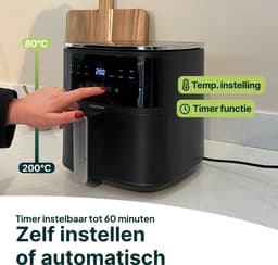 Vivid Green Airfryer 5L - Tot 4 Personen - PFAS-vrij - 12 Programma's - Digitaal Display — thumbnail 5