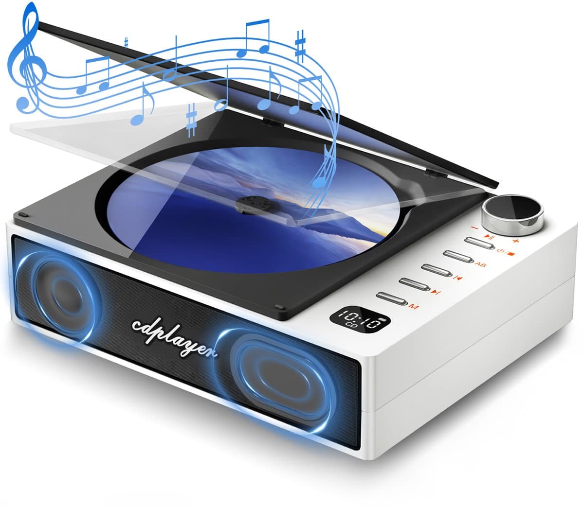 Draagbare CD-speler - Bluetooth en ingebouwde luidspreker - Oplaadbaar - Wit — afbeelding 1