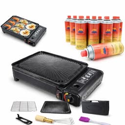 SMH LINE® Draagbare Party Grill - Camping kooktoestel - Gas barbecue - Incl. 4x Gasflessen — thumbnail 1