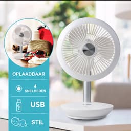 DOMO DO8147 Mini Ventilator 'My Fan' - Tafelventilator Draadloos - Oplaadbaar - Wit — thumbnail 2