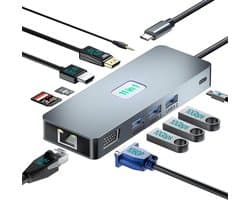 Veelzijdige 11-in-1 USB-C Dockingstation met 4K 60Hz, 10Gbps USB 3.2, LAN en 100W PD