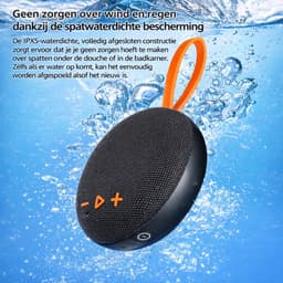 Mini Bluetooth Speaker Draadloos – Portable Waterproof IPX5 Speaker – 6W Stereo Geluid – Bluetooth 5.3 – Magnetische Muziek Box – TF Kaart MP3 – Compacte Speaker voor Smartphone, Laptop en Tablet-Zwart Oranje — thumbnail 2