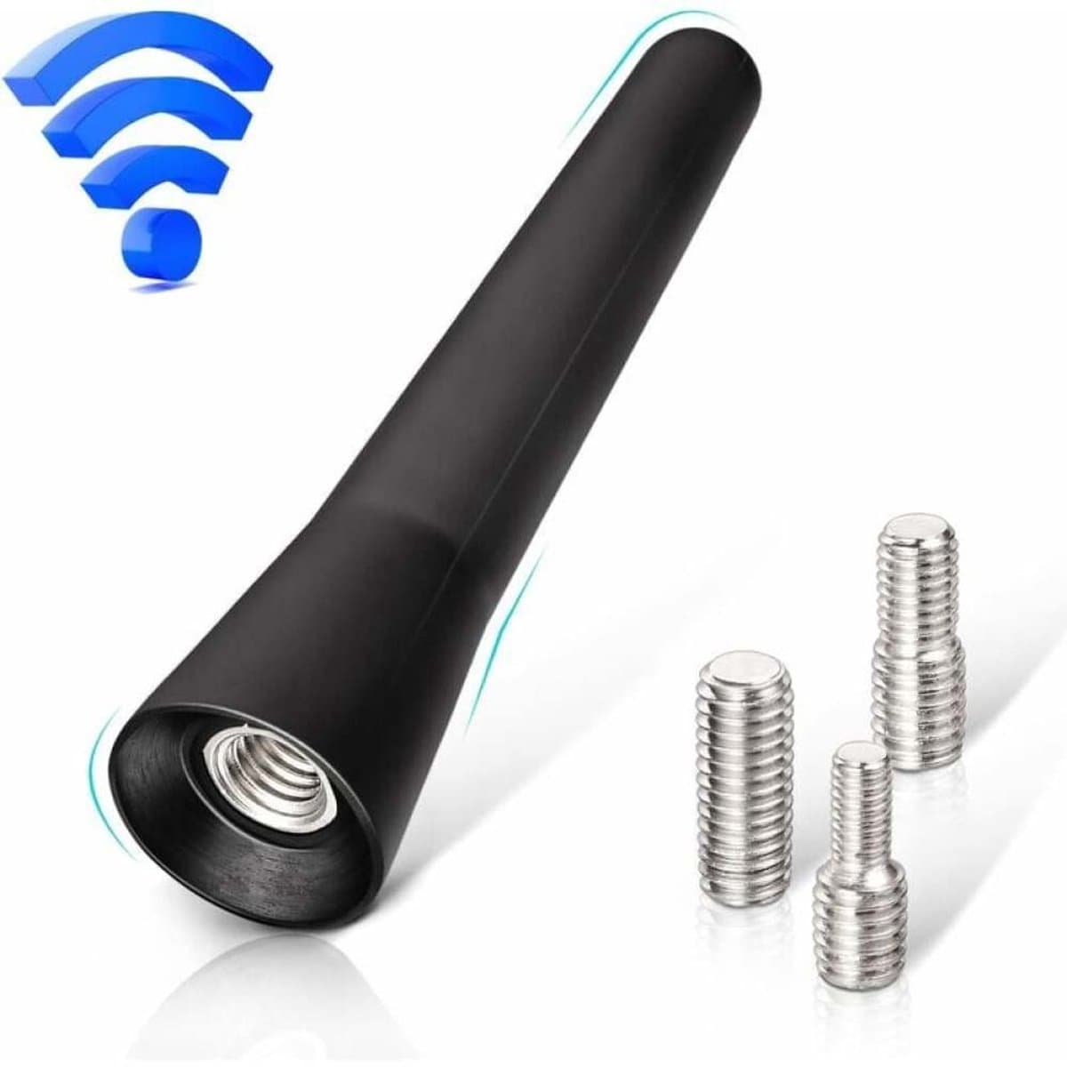 Ynkkvre -Korte DAB Auto Antenne 6,5 cm – RVS FM AM DAB+ Antenne – Toolloze Montage met 4/5/6 mm Adapter – Waterdicht & Roestvrij – Universeel voor Auto — afbeelding 1
