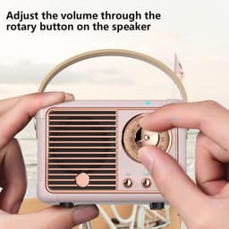 Retro Bluetooth-luidspreker, draagbare draadloze luidspreker, helder stereogeluid, rijke bas, vintage design, perfect verjaardagscadeau voor een meisje (roze). — thumbnail 2