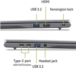 Acer Chromebook Plus 516 CB516-1H-320T - 16 inch - Core 3 (i3) - 8GB - 128GB - Verlicht toetsenbord - Grijs — thumbnail 2