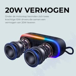 Delmark Draadloze Bluetooth Speaker - 20W Stereo - RGB Verlichting - IPX7 Waterdicht - Tot 20 uur Speeltijd — thumbnail 2