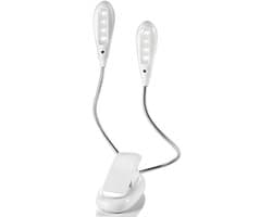 Boekenklem Leeslamp - Verstelbaar Licht - Lezen Bed - Dubbele Armen 5 Modes - 10x7x7 cm - Wit