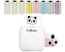 Crafts&Co Mini Pocket Printer - Combideal met 3x Labels en 5x Gekleurde Labels - Sticker Printer - Thermische Printer - Wit