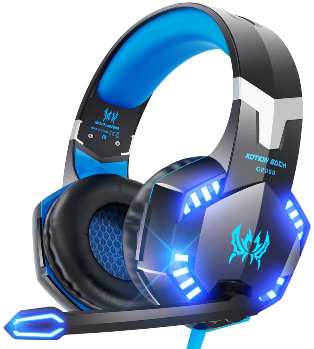 KOTION EACH G2000 Gaming Headset - Zwart/Blauw - Geschikt voor PS5, Xbox Series X, Windows & Switch — afbeelding 1