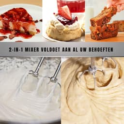 RONN® Mixer met mengkom - Mixer - Mixer met mengkom keukenmachine - Zilver/Grijs- ‎24cmx 31cm x 20cm — thumbnail 4