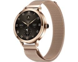 Evy24 Smartwatch Dames 38mm - Horloge Dames - AMOLED - Stappenteller - Saturatiemeter - Geschikt voor iPhone & Android - 2 Bandjes - Brons