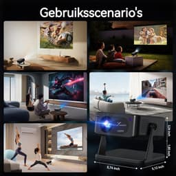 Mini beamer - XNAN smart projector - Android 11 - WiFi 6 - Bluetooth - 4K ondersteuning - 720p native - automatische keystone - draagbare home cinema beamer - handmatige focus - 40 tot 120 inch - 1 tot 4 m projectieafstand - compact formaat — thumbnail 2