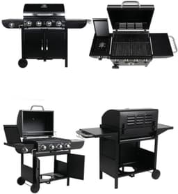 DoneMore® - Gas BBQ grill met 4 branders en zijbrander - grillwagen met thermometer en piëzo ontsteking - zwart - 133x52x122 cm - 27 kg — thumbnail 5