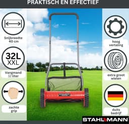 Handmaaiers voor Grasmaaien met 40 cm Snijbreedte - Ergonomisch en Milieuvriendelijk — thumbnail 4