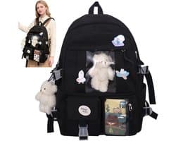 Meisjes School Student Schooltas - Rugzak Meisje - Waterdichte rugzak voor meisjes - Rugzak Met Pin en Accessoires - Outdoor Rugzak - Rugzakken met grote capaciteit - Laptop Rugtas - School - Meisjes - Jongens - Tieners - Rugtas - Lichtgewicht